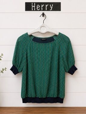 HERRY Green Geometric Print Blouse Size 36